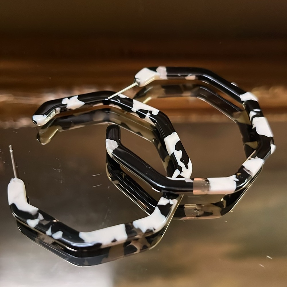 Black and white Acrylic Hoop Earrings